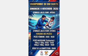 DIMANCHE 8 NOVEMBRE 2026 CHAMPIONNAT DU VAR CADETS